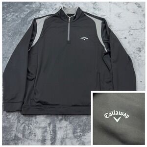 Callaway Mens XL Quarter Zip Pullover Black Grey Fleece Lined Golf Jacket Top